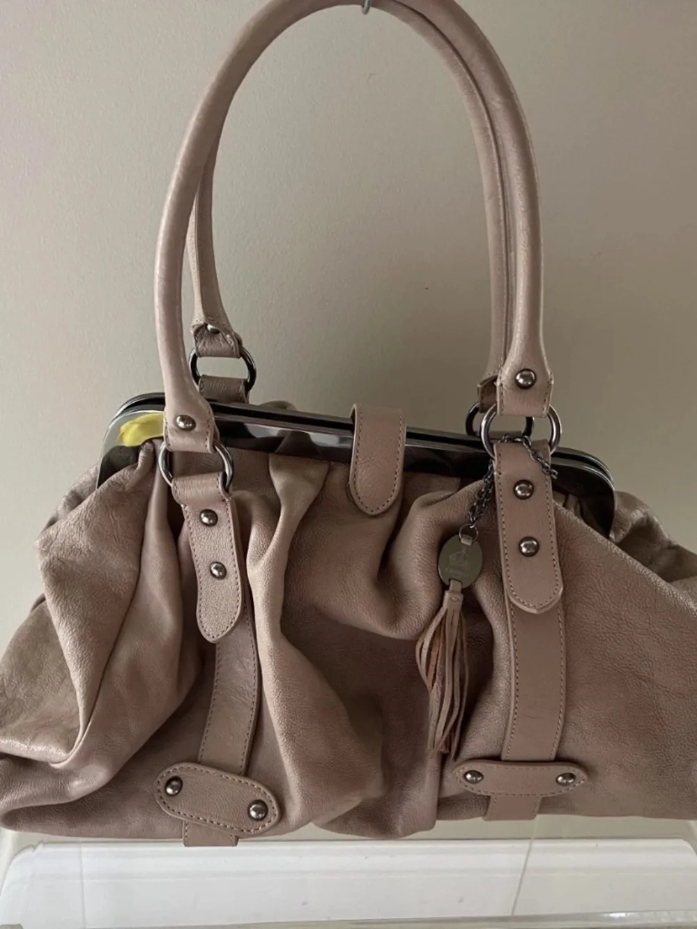 Crown Vintage Tan Leather Structureded Womens Handbag